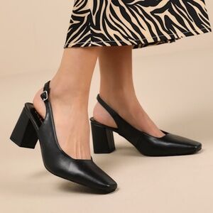 Lulus Whitlee Black Slingback Pumps - Size 7.5